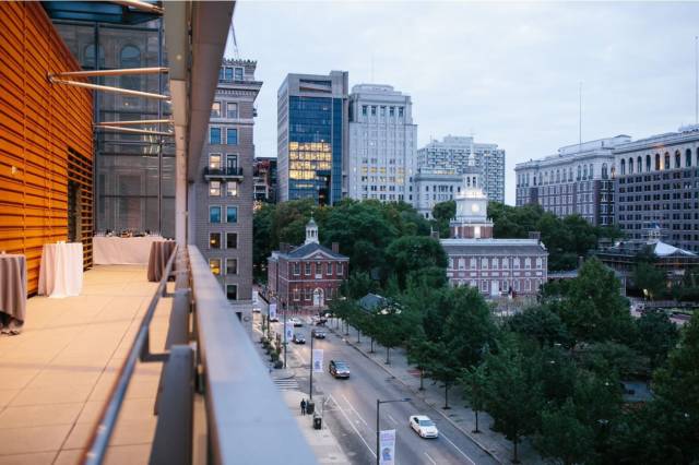 NMAJH Toll Terrace overlooking Independence Hall