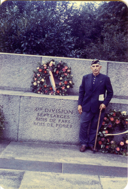 William Shemin at 4th Div. memorial in France