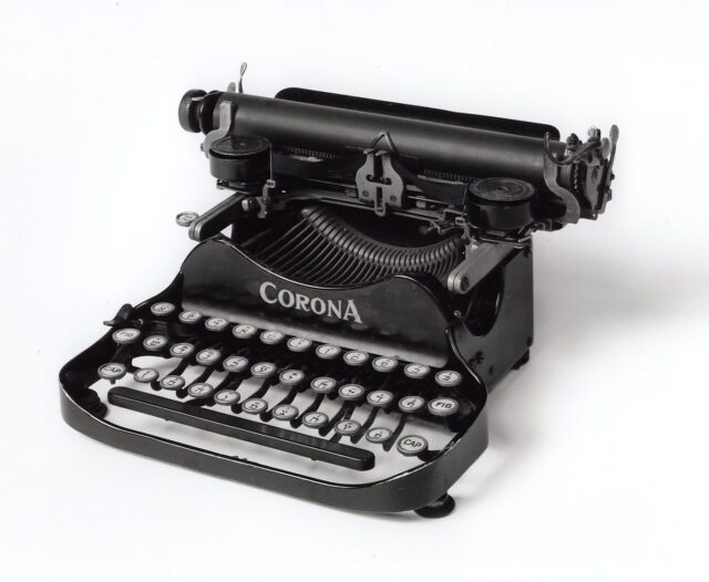 Corona typewriter with Hebrew keys Philadelphia, Pennsylvania, ca. 1940s