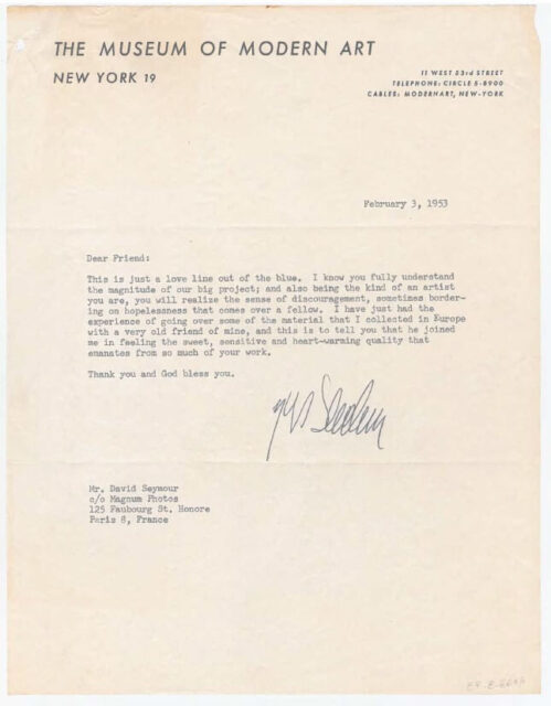 Letter, Edward Steichen to David Seymour