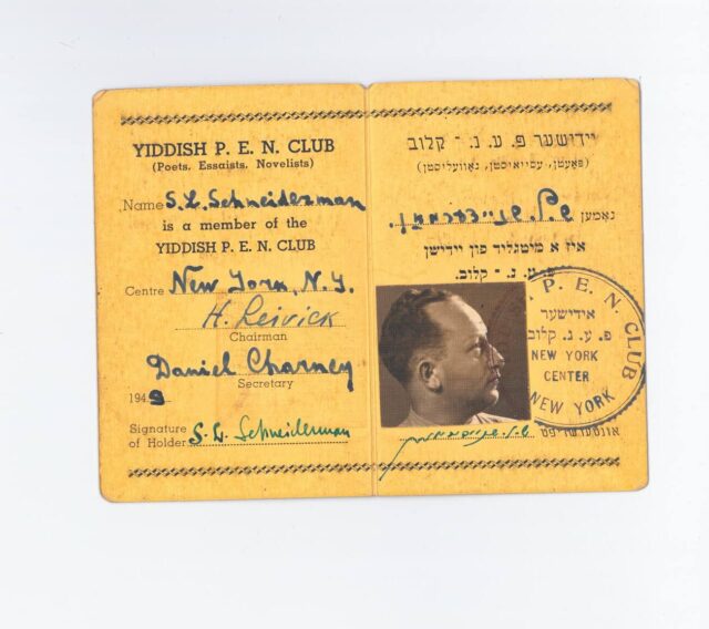 Shmuel L. Shneiderman’s PEN membership card