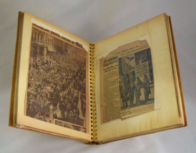 Scrapbook about the Warsaw Ghetto kept by Eileen and Samuel Shneiderman New York, New York, 1944 2022.3.36